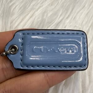 1.5" COACH Blue Patent Leather Fob Bag Charm Hang tag Hangtag